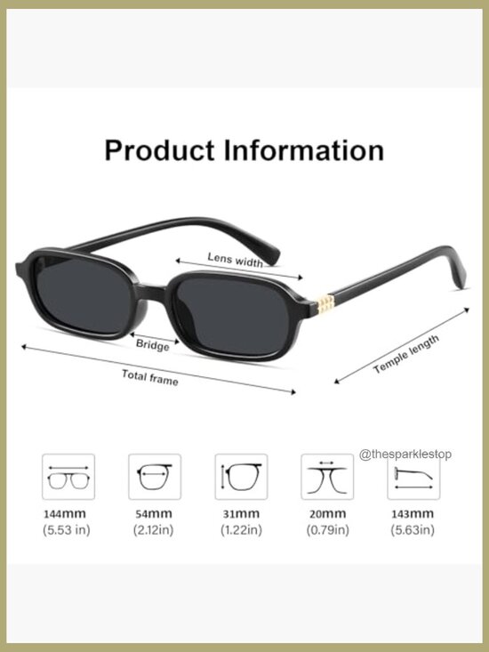 Retro Rectangular Sunglasses Small Frame UV400 Protection Plastic main image 4
